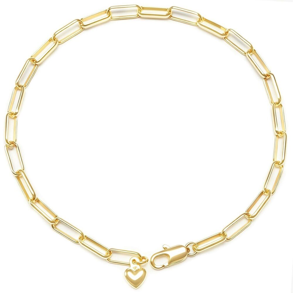 18K Gold Plated Paperclip Bracelets for Women Trendy Dainty Gold